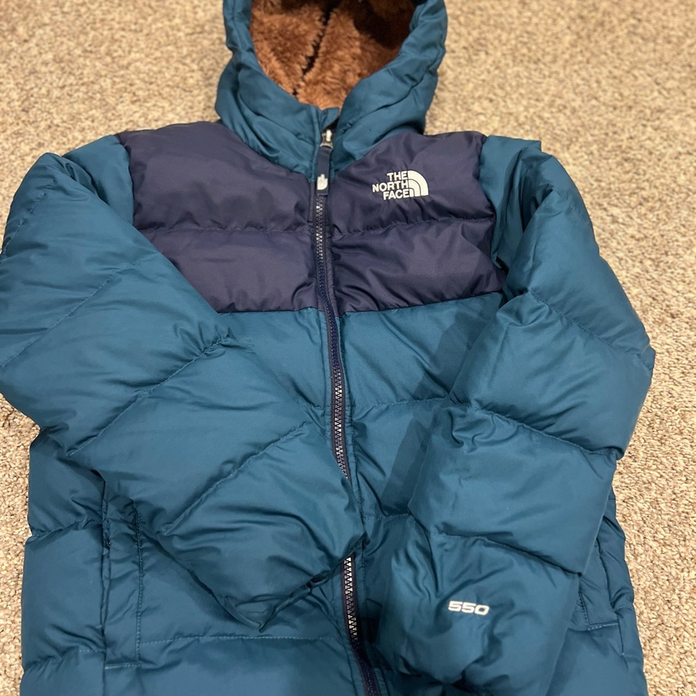 Youth 10/12 The North Face Blue Hooded Puffer Jacket